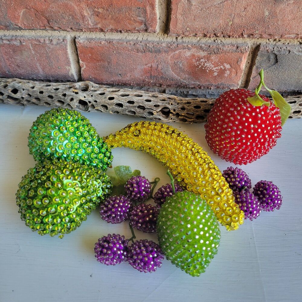Sequined Fruit Vintage Handmade Decor Set